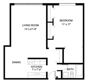 Cherokee Westlawn Apartments One Bedroom One Bath Floor Plan